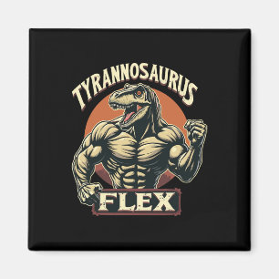 Funny Bodybuilder Tyrannosaurus Flex Gym T-rex Din Magnet