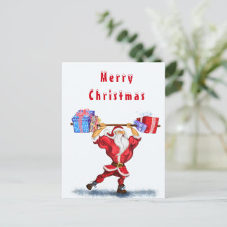 Funny Bodybuilding Christmas Card Fitness Santa