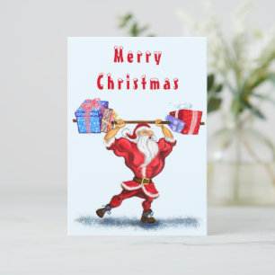Funny Bodybuilding Christmas Card Fitness Santa