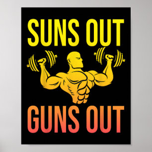Funny Bodybuilding Fitness Sun's Out Guns Out Bice Poster