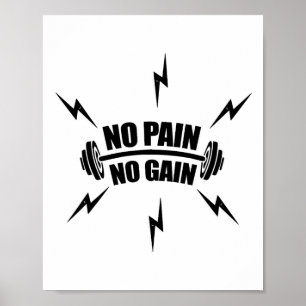 Funny Bodybuilding no Pain No Gain' With Dumbbell Poster