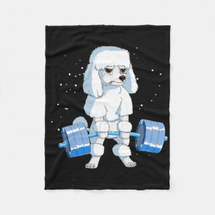 Funny Bodybuilding Poodle Dog Weightlifting Men Wo Fleece Blanket