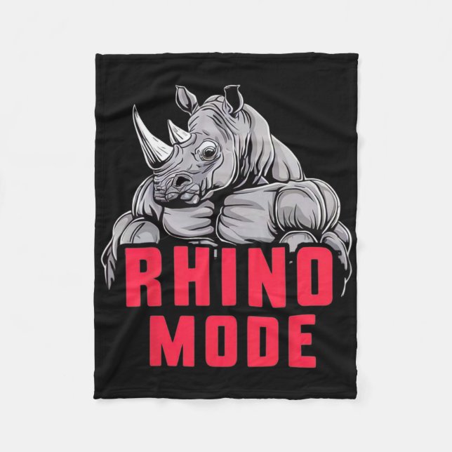 Funny Bodybuilding Rhino Mode Workout Fitness Gym  Fleece Blanket (Front)