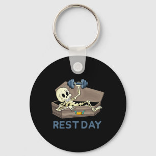 Funny Bodybuilding Weight Lifting Skeleton Rest Da Key Ring