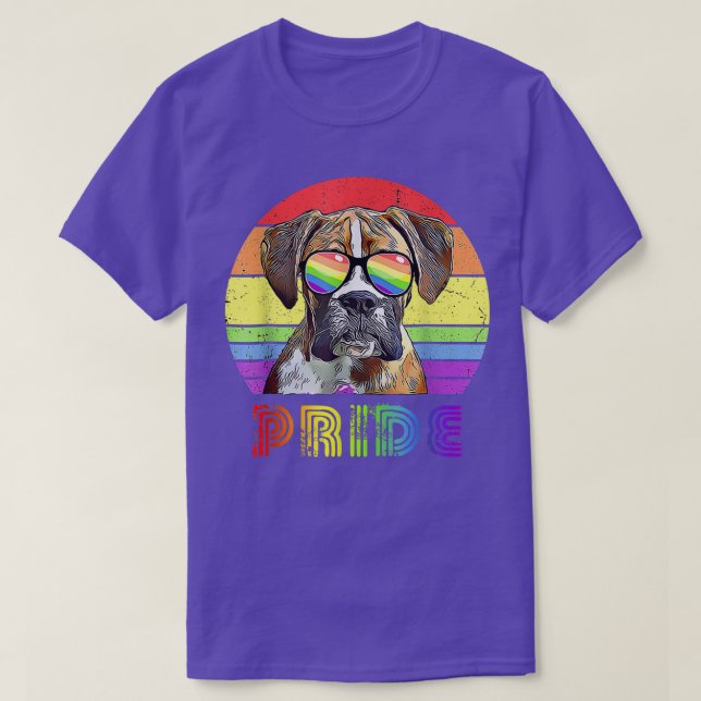 Funny Boer Dog Rainbow Sunglasses LGBT Gay Lesbian T-Shirt (Design Front)