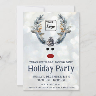 Funny boho reindeer holiday logo corporate invitation