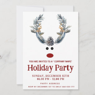 Funny boho  reindeer holiday party corporate invitation