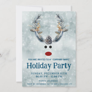 Funny boho  reindeer holiday party corporate invitation