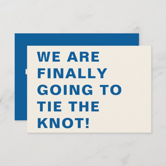 Funny Bold Modern Cobalt Blue Typography Wedding  Save The Date (Front/Back)