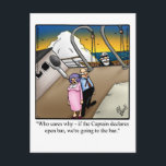 Funny Bon Voyage Cruise Greeting Card<br><div class="desc">Enjoy spreading the laughter with this hilarious bon voyage postcard by artist Bill Abbott. Bill Abbott's cartoon "Spectickles" the internationally syndicated comic has also appeared in Hallmark U.K.,  Reader's Digest,  Saturday Evening Post and other fine magazines and newspapers.</div>