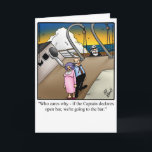Funny Bon Voyage Cruise Greeting Card<br><div class="desc">Enjoy spreading the laughter with this hilarious Bon Voyage greeting card by artist Bill Abbott; send some laughs along with your good wishes. Bill Abbott's cartoon "Spectickles" the internationally syndicated comic has also appeared in Hallmark U.K.,  Reader's Digest,  Saturday Evening Post and other fine magazines!</div>