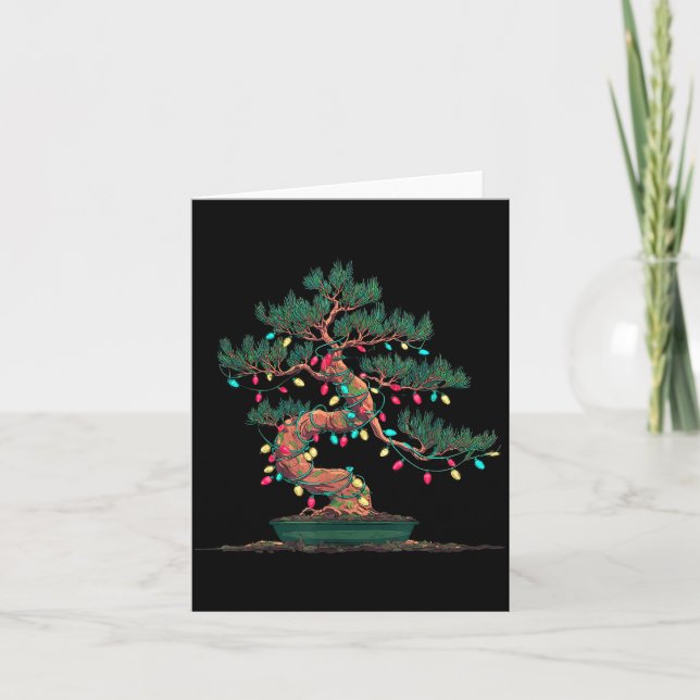 Funny Bonsai Tree Christmas Graphics Lights Lover  Card (Front)