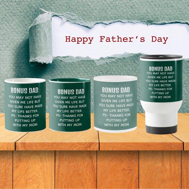 Funny Bonus Dad Appreciation Green Mug (Funny Bonus Dad Appreciation Green  Coffee Mug)