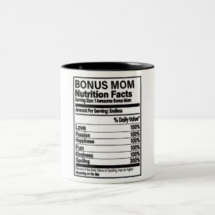 Funny Bonus Mum Nutrition Facts Two-Tone Coffee Mug