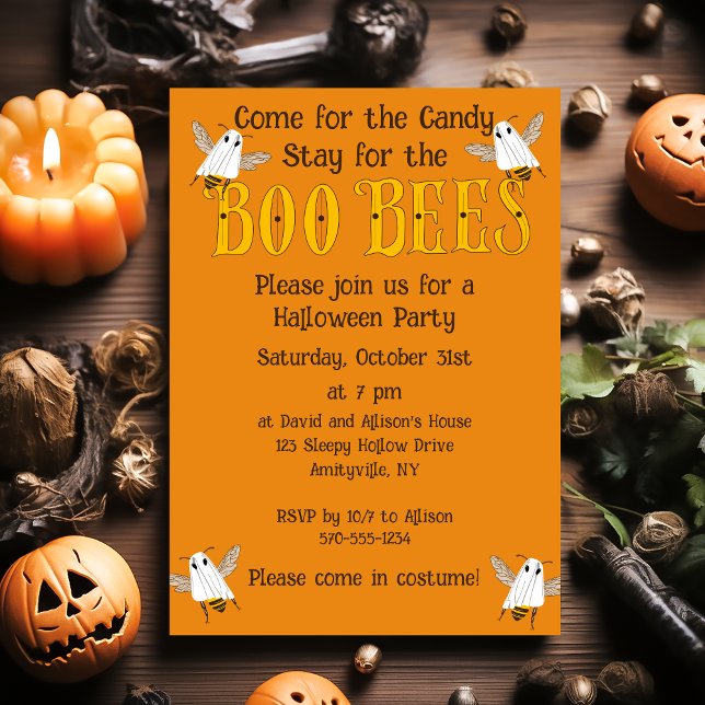 Funny Boo Bees Halloween Party Invitation (Creator Uploaded)