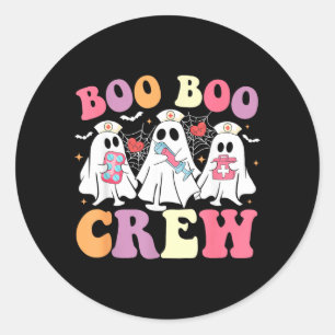 Funny Boo Boo Crew Halloween Costume Nurse Spooky Classic Round Sticker