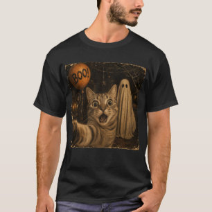 Funny BOO Ghost Cat Halloween T-Shirt