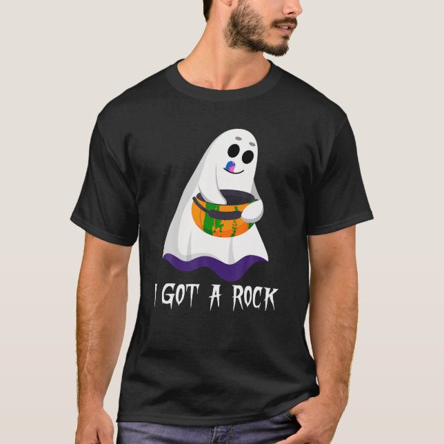 Funny Boo Ghost Scary I Got A Rock Halloween T Shi T-Shirt (Front)