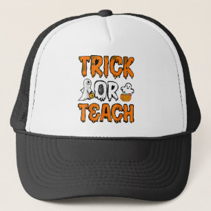 Funny Boo Ghost Trick Or Teach Ghost Teacher Hallo Trucker Hat