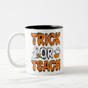 Funny Boo Ghost Trick Or Teach Ghost Teacher Hallo Two-Tone Coffee Mug