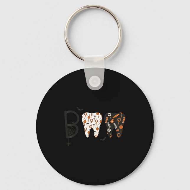 Funny Boo Halloween Candy Dentist Teeth Men Women  Key Ring (Front)