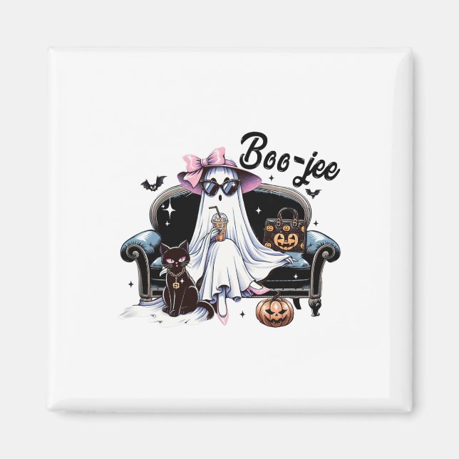 Funny Boo Jee Ghost Halloween Boo Jee Ghost Spooky Magnet (Front)