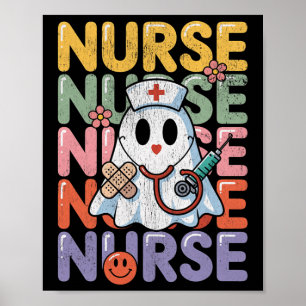 Funny Boo Nurse In Ghost Form Cute Halloween  Poster