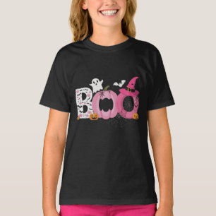 Funny BOO Pumpkin with Pink Bats and Pumpkins T-Shirt