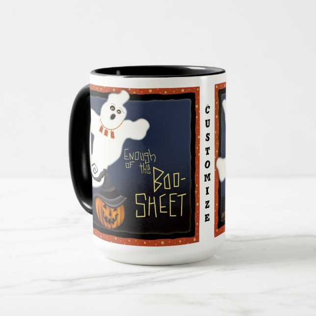 Funny Boo Sheet Cute Ghost Customisable Mug (Front Left)