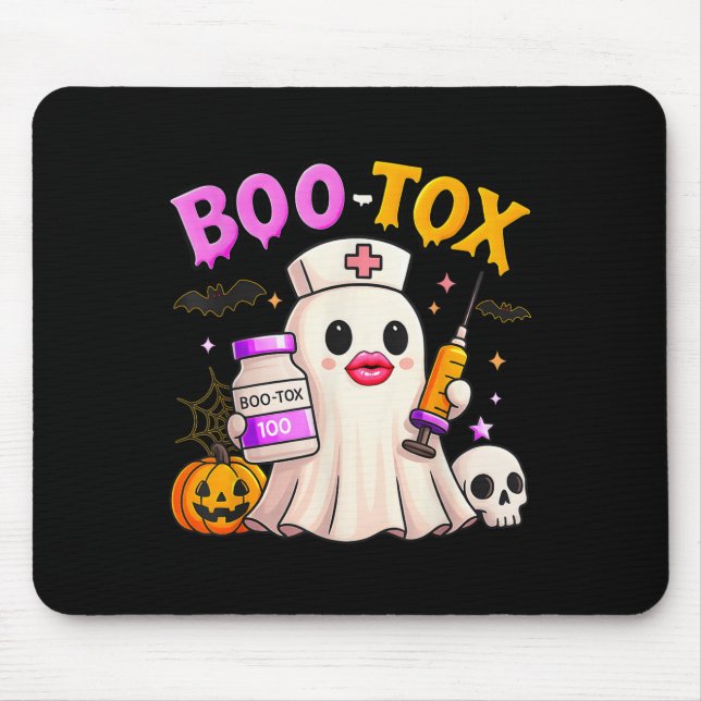 Funny Boo Tox Aesthetic Nurse Ghost Skull Pumpkin  Mouse Mat (Front)
