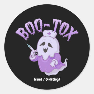 Funny Boo-Tox Nurse Ghost Halloween Medical Humor Classic Round Sticker