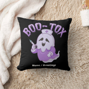 Funny Boo-Tox Nurse Ghost Halloween Medical Humor  Cushion