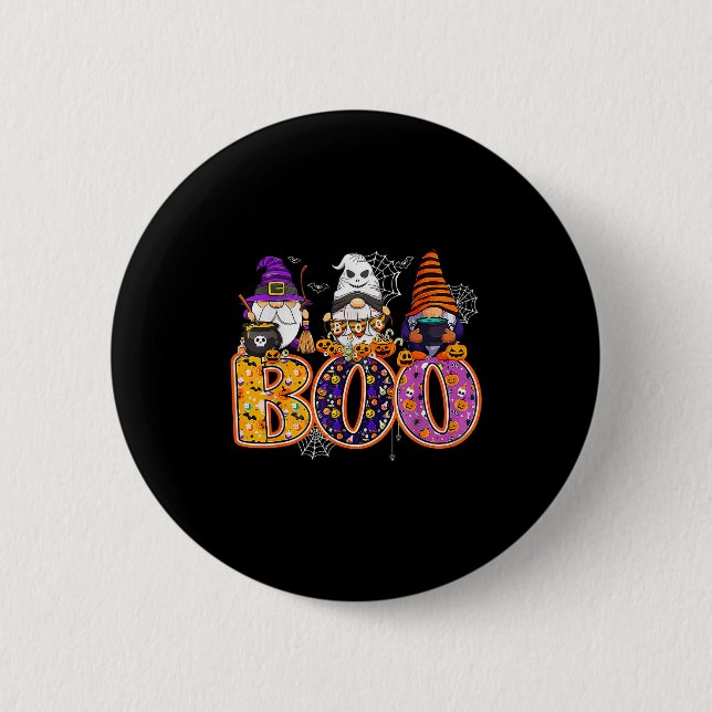 Funny Boo Witch Sipders Pumpkins Happy Halloween G 6 Cm Round Badge (Front)