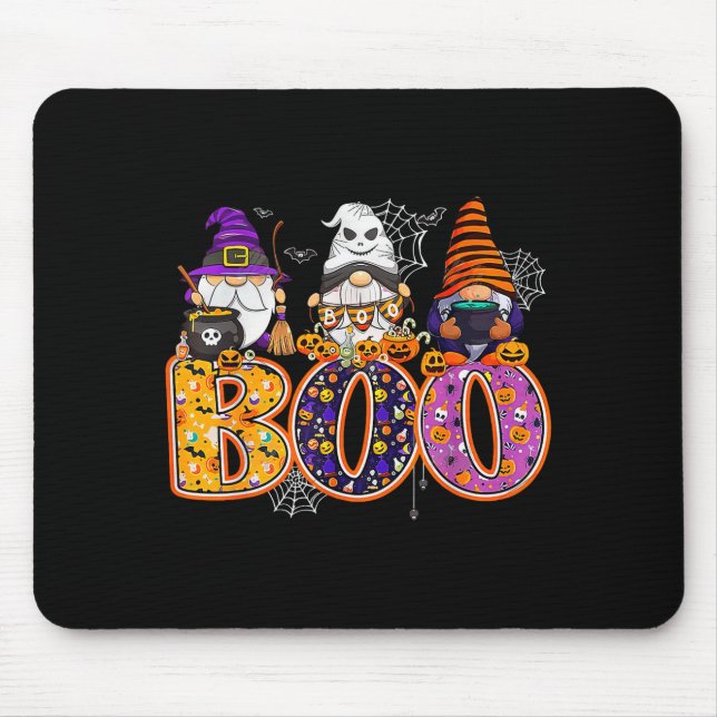 Funny Boo Witch Sipders Pumpkins Happy Halloween G Mouse Mat (Front)