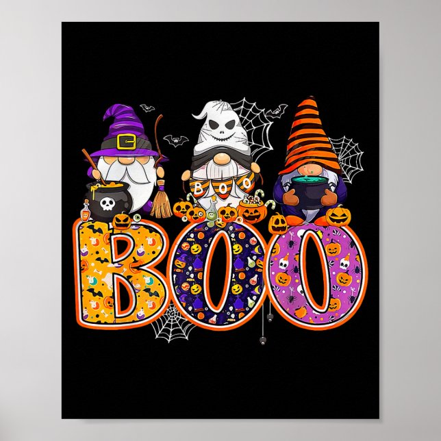 Funny Boo Witch Sipders Pumpkins Happy Halloween G Poster (Front)
