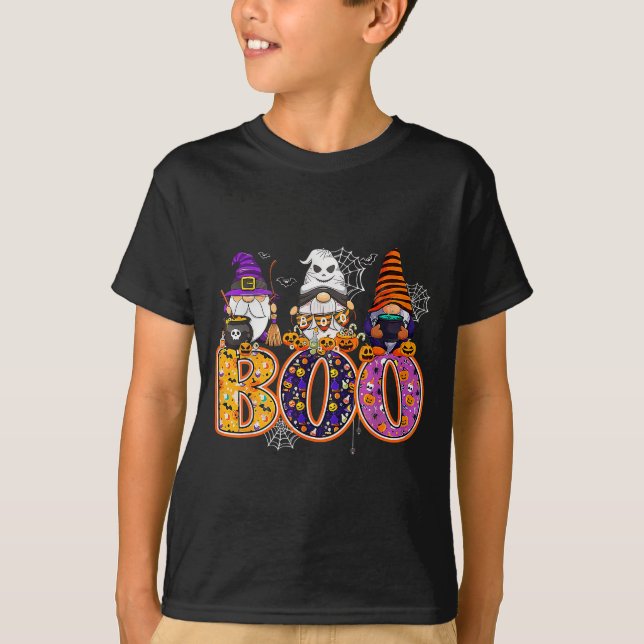 Funny Boo Witch Sipders Pumpkins Happy Halloween G T-Shirt (Front)