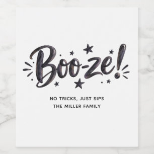 Funny Boo-ze Halloween Party Booze Typography Wine Label