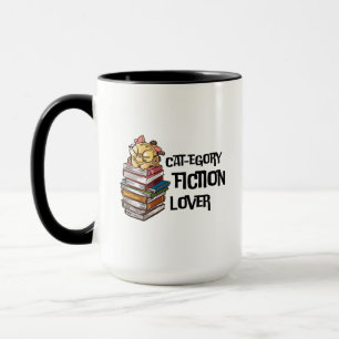 Funny Book Cat Lover Quote Cat-egory Fiction Lover Mug