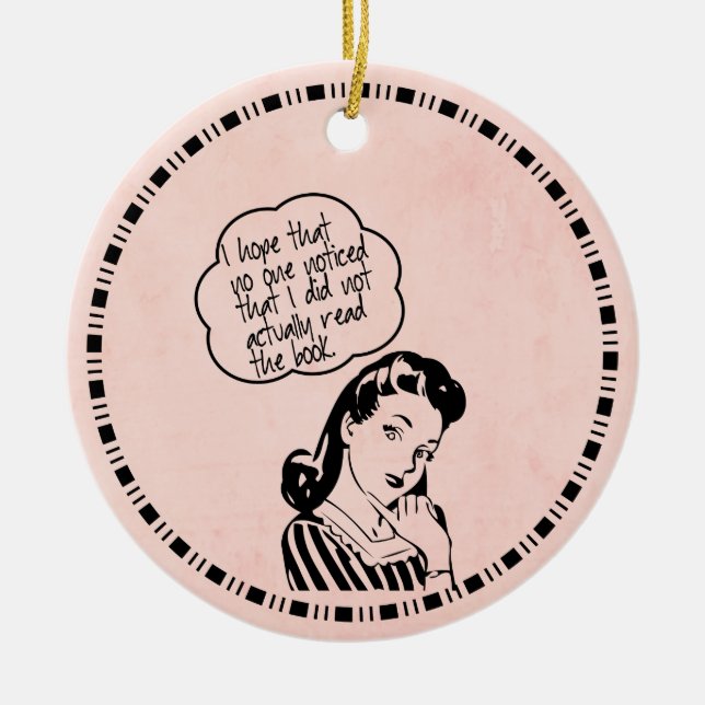 Funny Book Club Ceramic Tree Decoration (Front)