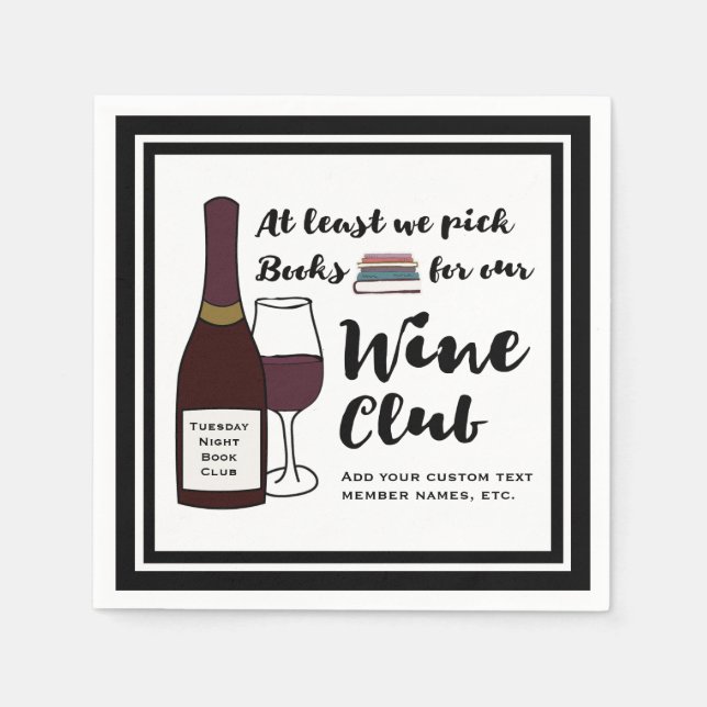 Funny Book Club | Drink Wine Club Girls Night Out Napkin (Front)