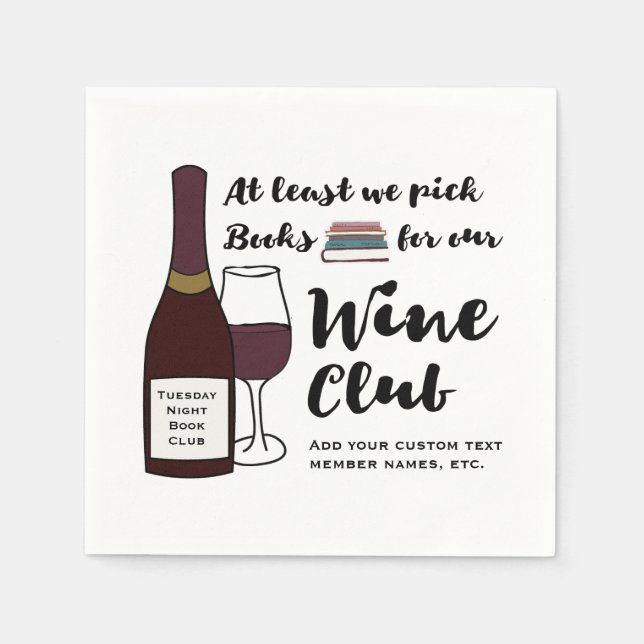 Funny Book Club | Drink Wine Club Girls Night Out Napkin (Front)