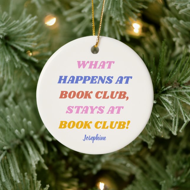 Funny Book Club Quote Colourful Personalised Name Ceramic Tree Decoration (Tree)