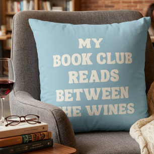 Funny Book Club Quote Reader's Blue Cushion