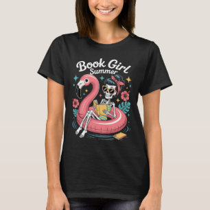 Funny Book Girl Summer Skeleton Reading Books Love T-Shirt