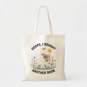 Funny Book Haul Walking Goose with Stack of Books Tote Bag