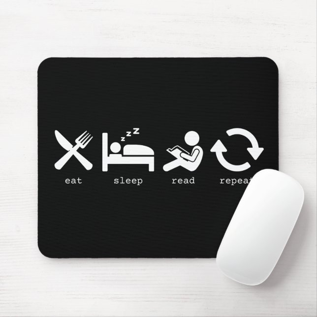 Funny Book Lover Eat Sleep Read Repeat Mouse Mat (With Mouse)