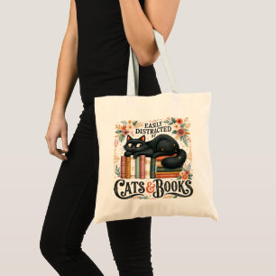 Funny Book Lover Gift, Cat Lover Tote Bag