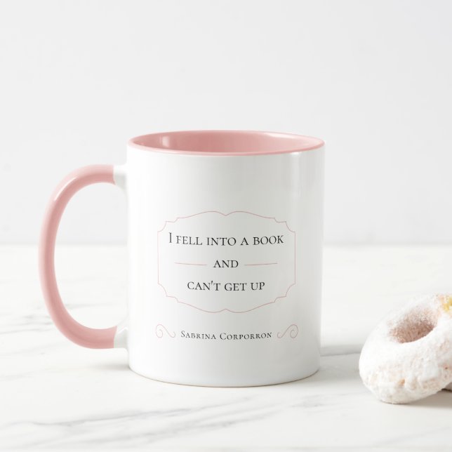 Funny Book Lover Gift | I fell into a book |  Pink Mug (With Donut)
