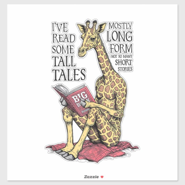 Funny Book Lover Giraffe Long Form Tall Tales Read (Sheet)