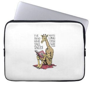 Funny Book Lover Giraffe Long Form Tall Tales Read Laptop Sleeve